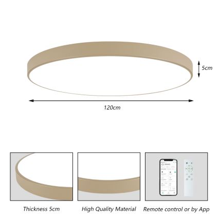 Brilagi - Luminaria de techo LED regulable POOL SMART LED/180W/230V 3000-6000K 120 cm beige Wi-Fi Tuya + control remoto