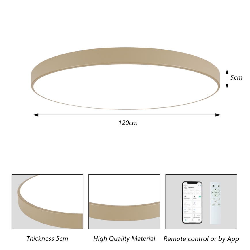 Brilagi - Luminaria de techo LED regulable POOL SMART LED/180W/230V 3000-6000K 120 cm beige Wi-Fi Tuya + control remoto