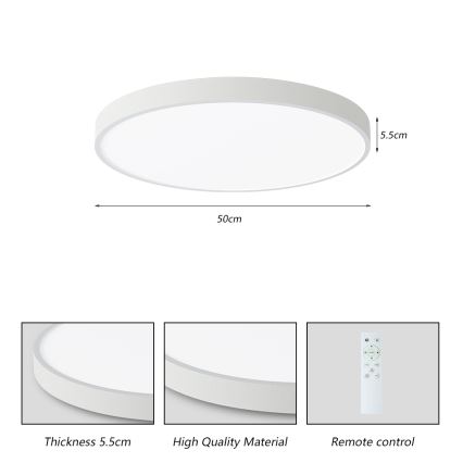Brilagi - Luminaria de techo LED regulable POOL SMART LED/60W/230V 50 cm 3000-6000K Wi-Fi Tuya + mando a distancia blanca