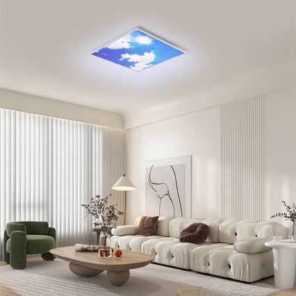 BRILAGI - Luminaria de techo LED regulable SLIMFRAME SKY LED/58W/230V 60x60 cm 3000-6000K plateado/azul + mando a distancia