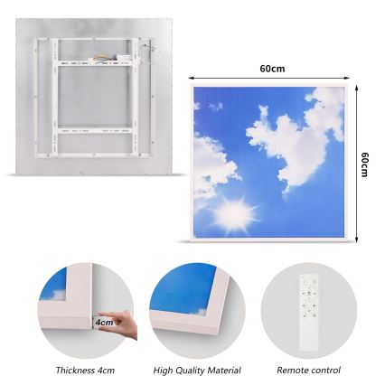 BRILAGI - Luminaria de techo LED regulable SLIMFRAME SKY LED/58W/230V 60x60 cm 3000-6000K plateado/azul + mando a distancia