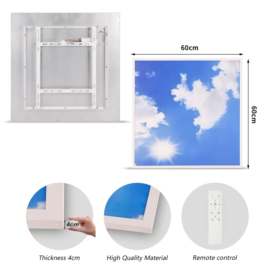 BRILAGI - Luminaria de techo LED regulable SLIMFRAME SKY LED/58W/230V 60x60 cm 3000-6000K plateado/azul + mando a distancia