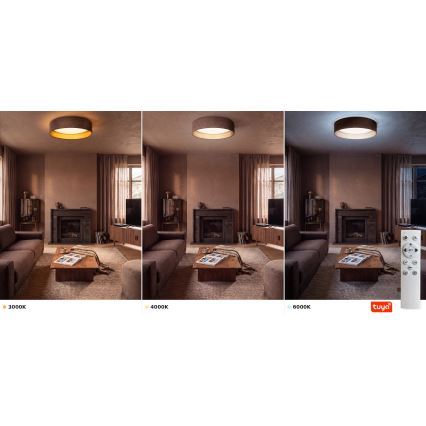 Brilagi - Luminaria de techo LED regulable VELVET SMARTIX STARS LED/24W/230V 3000-6000K, diámetro 45 cm, marrón/dorado, Wi-Fi Tuya Beacon + mando a distancia