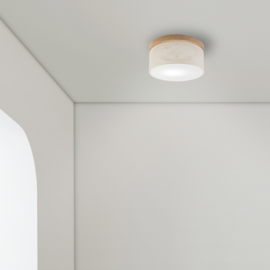 BRILAGI - LED Plafón BELLADONNA 1xE27/15W/230V diá. 30 cm color crema/roble