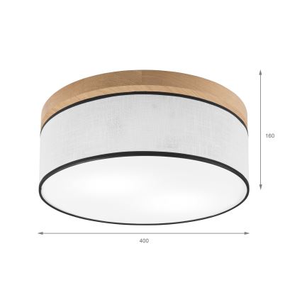 BRILAGI - LED Plafón BELLADONNA 2xE27/15W/230V diá. 40 cm blanco/roble