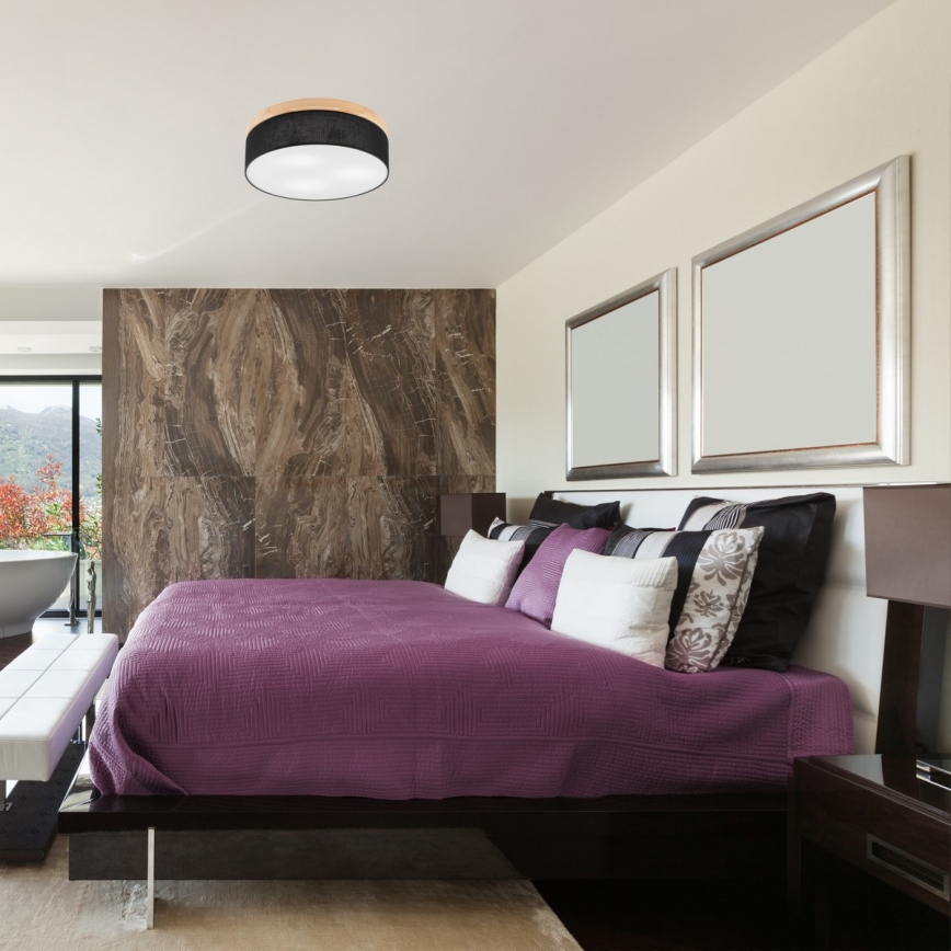 Brilagi - LED Plafón BELLADONNA 3xE27/15W/230V d. 50 cm negro/pino