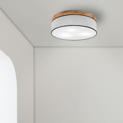 BRILAGI - LED Plafón BELLADONNA 3xE27/15W/230V diá. 50 cm blanco/roble