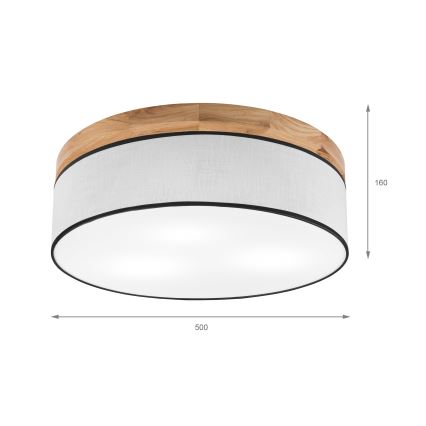 BRILAGI - LED Plafón BELLADONNA 3xE27/15W/230V diá. 50 cm blanco/roble