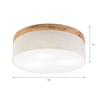 Brilagi - LED Plafón BELLADONNA 3xE27/15W/230V diá. 50 cm color crema/roble