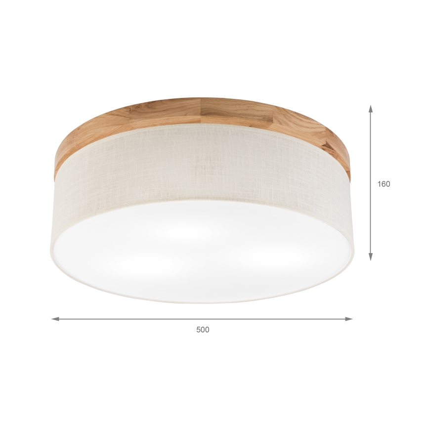 Brilagi - LED Plafón BELLADONNA 3xE27/15W/230V diá. 50 cm color crema/roble