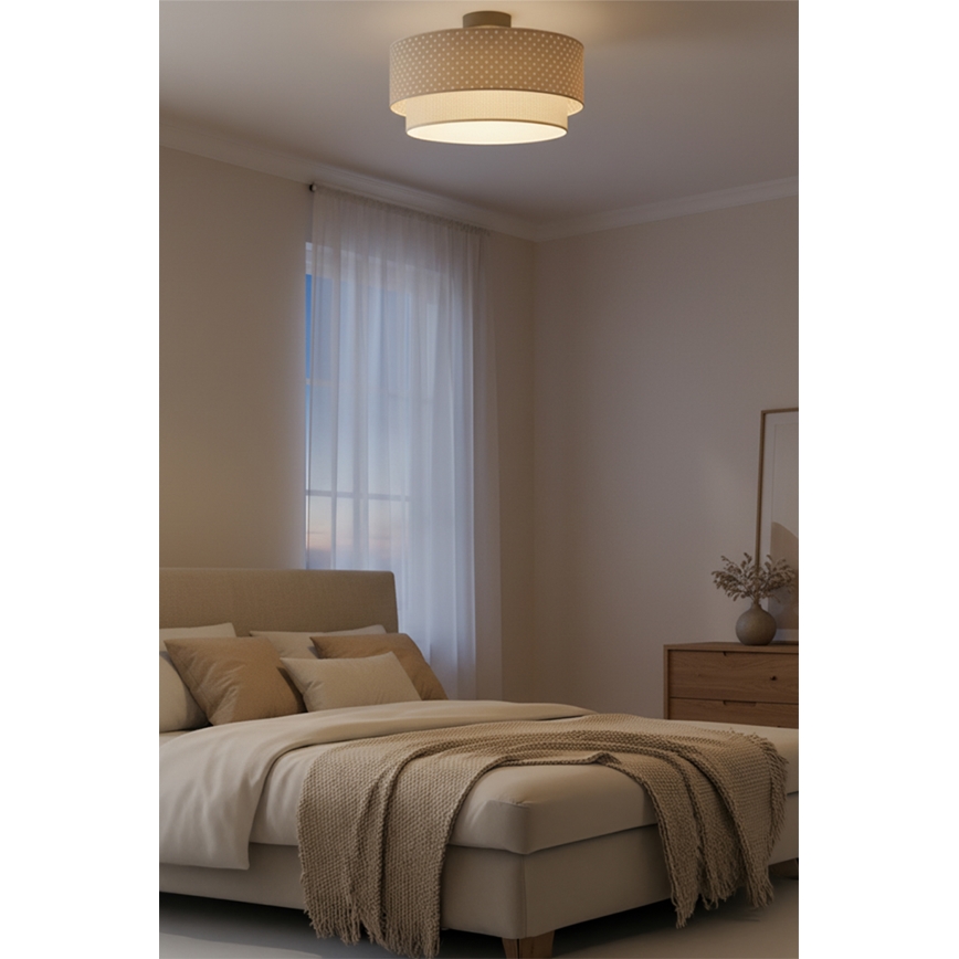 Brilagi - Plafón LED de montaje superficial BOHO BOBO 1xE27/60W/230V Ø 40 cm con lunares beige/crema