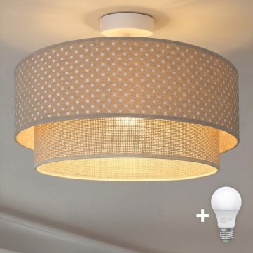Brilagi-LED Plafón de techo BOHO BOBO 1xE27/60W/230V Ø40 cm con lunares beige/crema