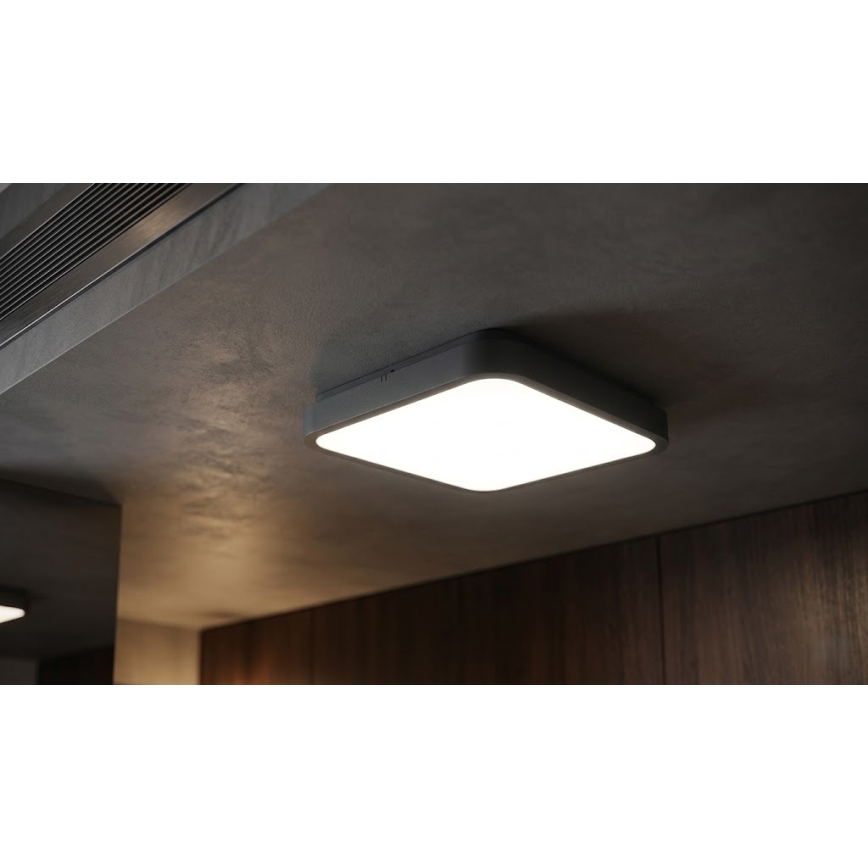 BRILAGI - Lámpara de techo LED para baño con sensor ZENNA LED/24W/230V 34,5x34,5 cm IP44 antracita + control remoto