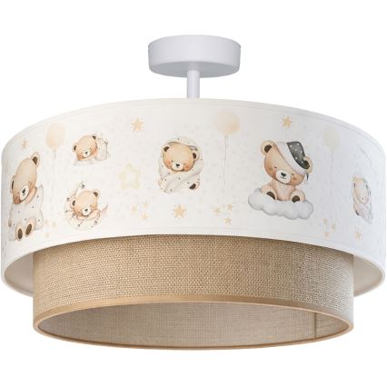 Brilagi-LED Plafón infantil BOBO 1xE27/60W/230V Ø 40 cm blanco/beige/oso