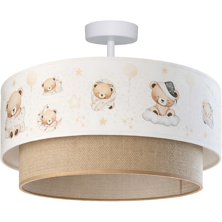 Brilagi-LED Plafón infantil BOBO 1xE27/60W/230V Ø 40 cm blanco/beige/oso