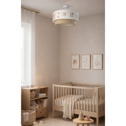 Brilagi-LED Plafón infantil BOBO 1xE27/60W/230V Ø 40 cm blanco/beige/oso