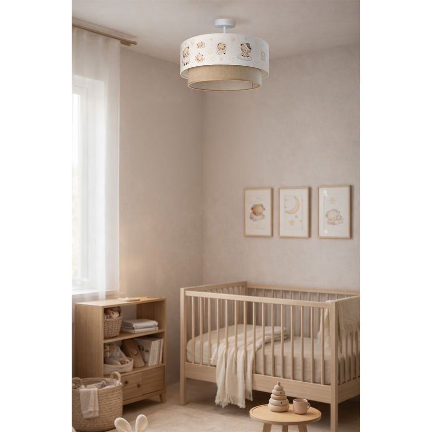 Brilagi-LED Plafón infantil BOBO 1xE27/60W/230V Ø 40 cm blanco/beige/oso