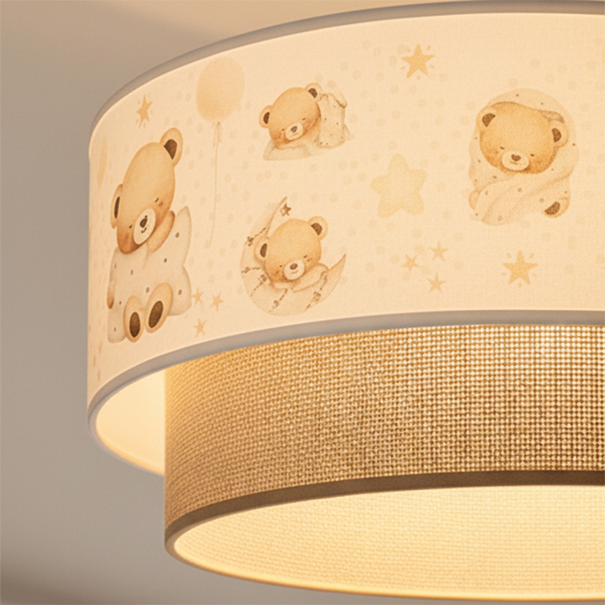 Brilagi-LED Plafón infantil BOBO 1xE27/60W/230V Ø 40 cm blanco/beige/oso