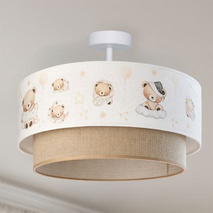 Brilagi-LED Plafón infantil BOBO 1xE27/60W/230V Ø 40 cm blanco/beige/oso