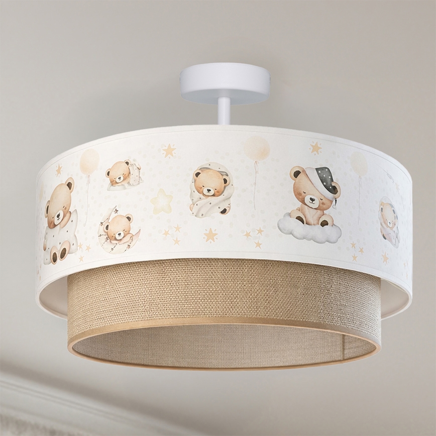 Brilagi-LED Plafón infantil BOBO 1xE27/60W/230V Ø 40 cm blanco/beige/oso