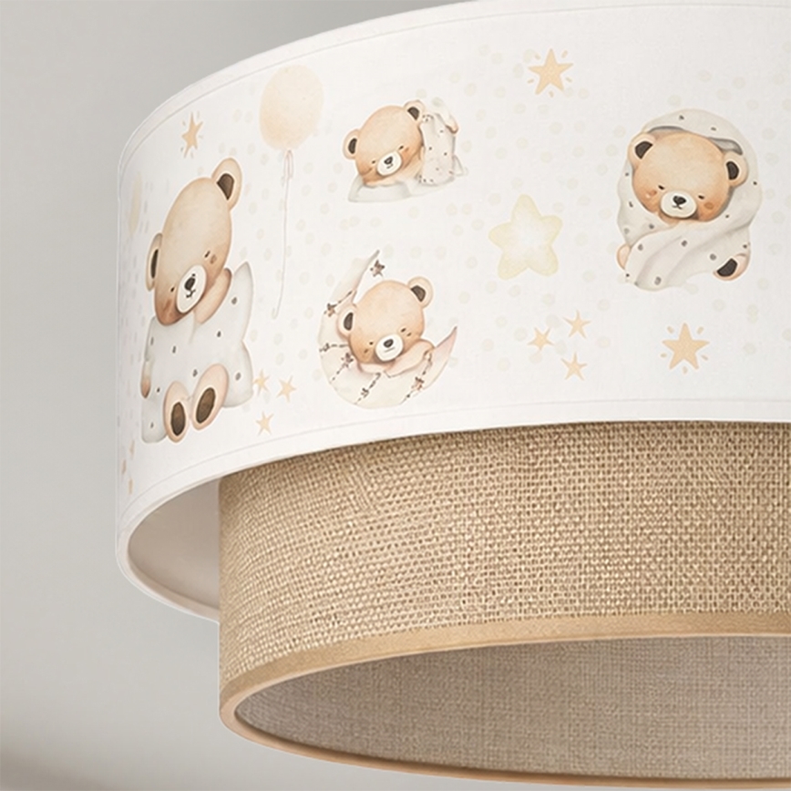 Brilagi-LED Plafón infantil BOBO 1xE27/60W/230V Ø 40 cm blanco/beige/oso