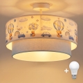 Brilagi-LED Plafón infantil BOBO 1xE27/60W/230V Ø 40 cm crema/azul/oso