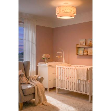 Brilagi - Plafón LED infantil de superficie BOBO 1xE27/60W/230V Ø 40 cm crema/rosa/conejitos