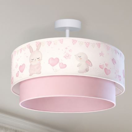 Brilagi - Plafón LED infantil de superficie BOBO 1xE27/60W/230V Ø 40 cm crema/rosa/conejitos