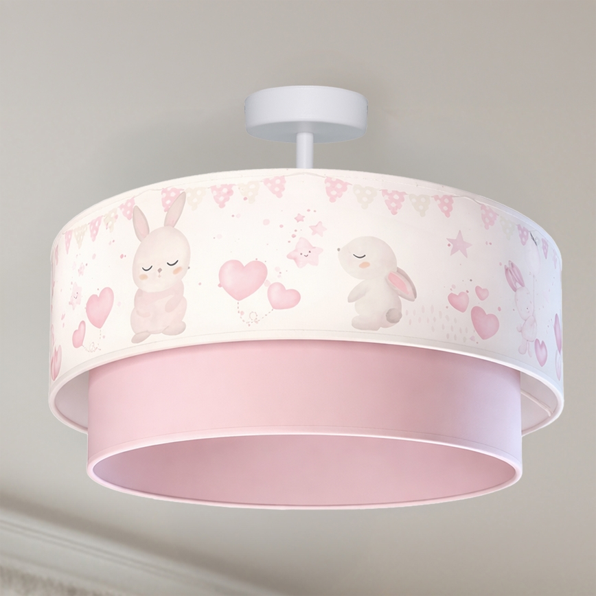 Brilagi - Plafón LED infantil de superficie BOBO 1xE27/60W/230V Ø 40 cm crema/rosa/conejitos