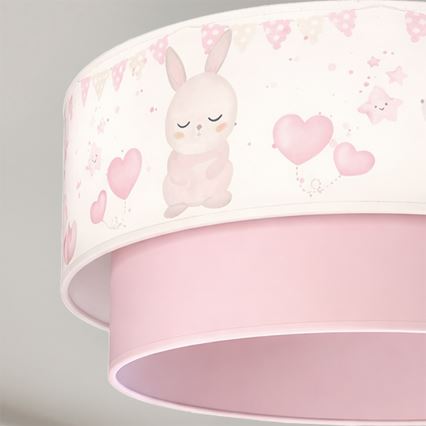 Brilagi - Plafón LED infantil de superficie BOBO 1xE27/60W/230V Ø 40 cm crema/rosa/conejitos