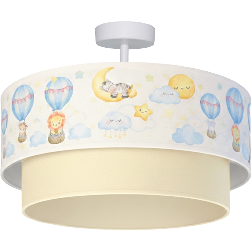 Brilagi - Plafón LED infantil BOBO 1xE27/60W/230V Ø 40 cm blanco/beige/con motivos de animales