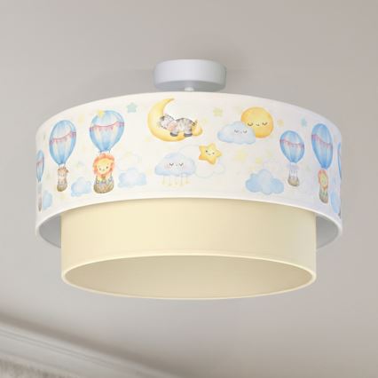 Brilagi - Plafón LED infantil BOBO 1xE27/60W/230V Ø 40 cm blanco/beige/con motivos de animales
