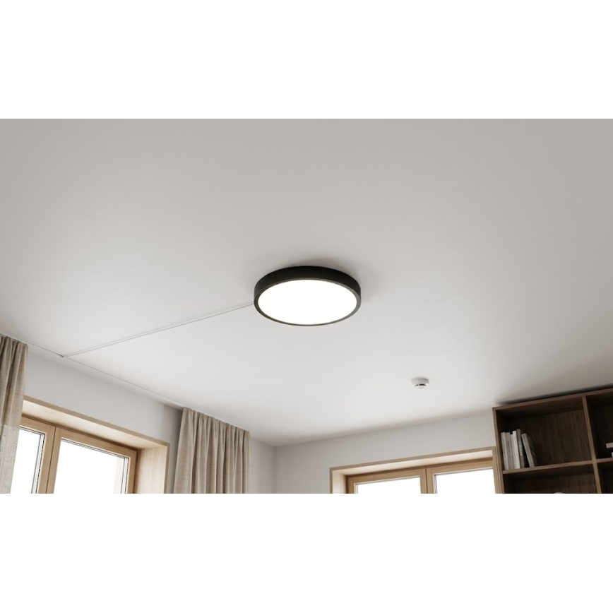 BRILAGI - Lámpara de techo LED para baño con sensor ZENNA LED/18W/230V Ø 29,5 cm IP44 negra + mando a distancia