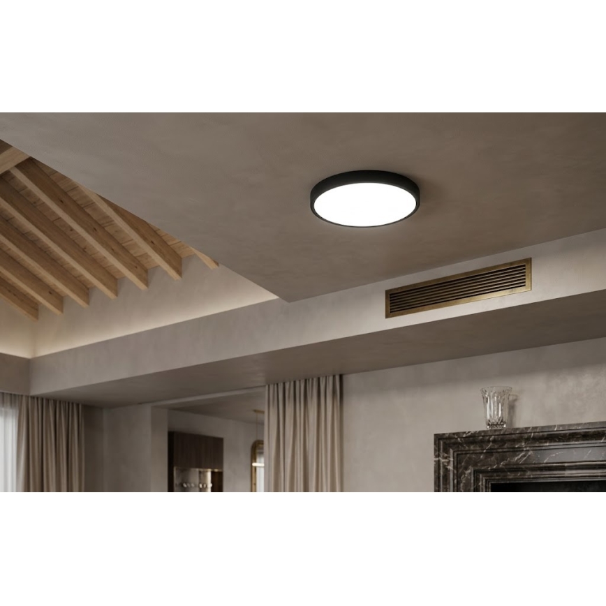BRILAGI - Lámpara de techo LED para baño con sensor ZENNA LED/18W/230V Ø 29,5 cm IP44 negra + mando a distancia