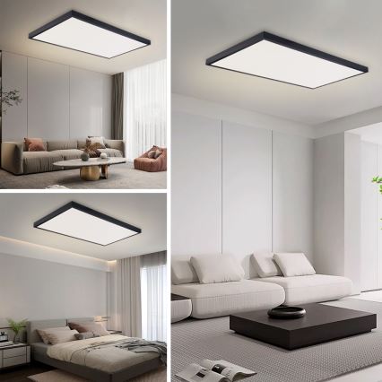 Brilagi - Luminaria de techo LED para baño FRAME LED/96W/230V 120x60 cm 3000/4000/6000K IP44 negra
