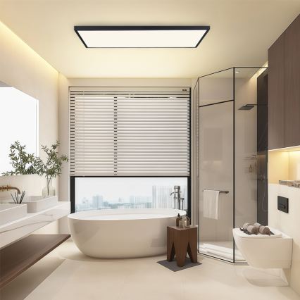 Brilagi - Luminaria de techo LED para baño FRAME LED/96W/230V 120x60 cm 3000/4000/6000K IP44 negra