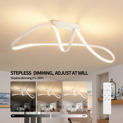 Brilagi - Plafón LED regulable TWISTER LED/60W/230V 3000-6000K blanco + mando a distancia