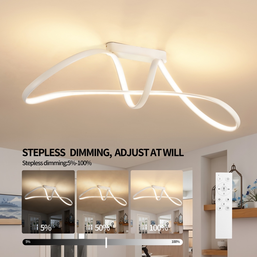 Brilagi - Plafón LED regulable TWISTER LED/60W/230V 3000-6000K blanco + mando a distancia