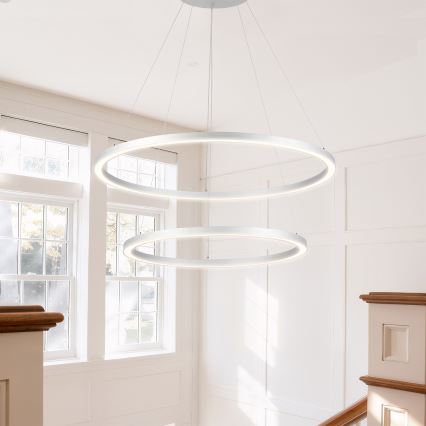 Brilagi - Lámpara colgante LED regulable suspendida por cable PORTOFINO LED/98W/230V 3000-6000K Ø 80 cm plateada + mando a distancia