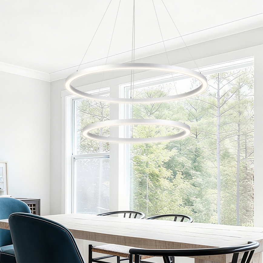 Brilagi - Lámpara colgante LED regulable suspendida por cable PORTOFINO LED/98W/230V 3000-6000K Ø 80 cm plateada + mando a distancia