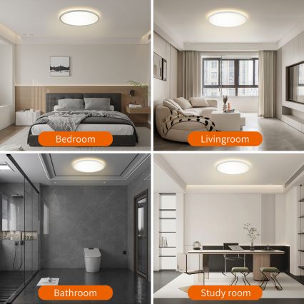 Brilagi - Lámpara LED regulable con sensor de movimiento y crepúsculo ULTRA SLIM LED/18W/230V Ø 30 cm + mando a distancia