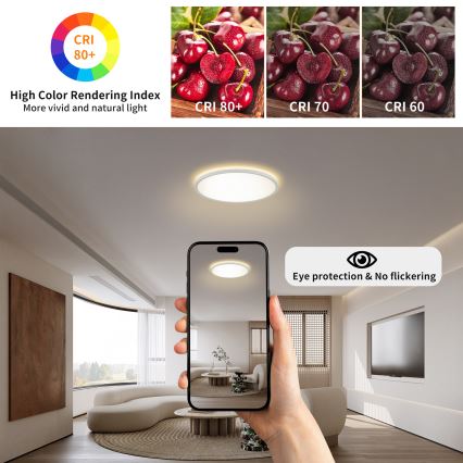 Brilagi - Lámpara LED regulable con sensor de movimiento y crepúsculo ULTRA SLIM LED/18W/230V Ø 30 cm + mando a distancia
