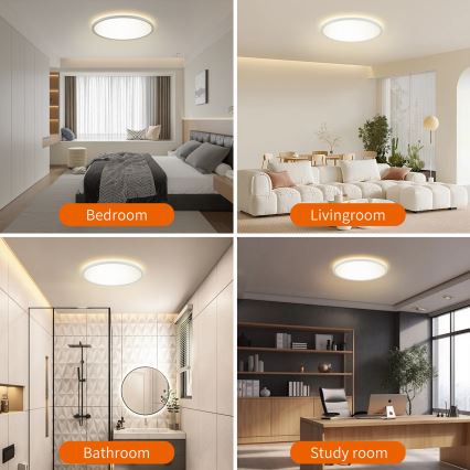 Brilagi - Lámpara LED regulable con sensor de movimiento y crepúsculo ULTRA SLIM LED/24W/230V Ø 42 cm + mando a distancia