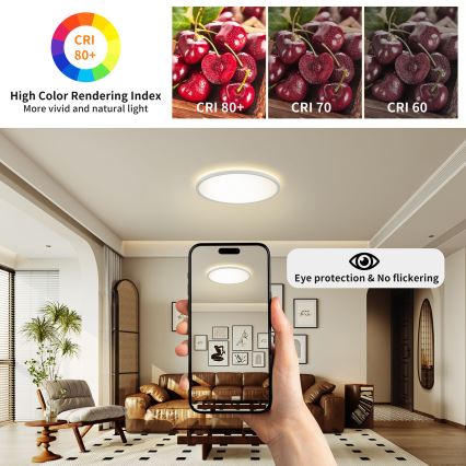 Brilagi - Lámpara LED regulable con sensor de movimiento y crepúsculo ULTRA SLIM LED/24W/230V Ø 42 cm + mando a distancia