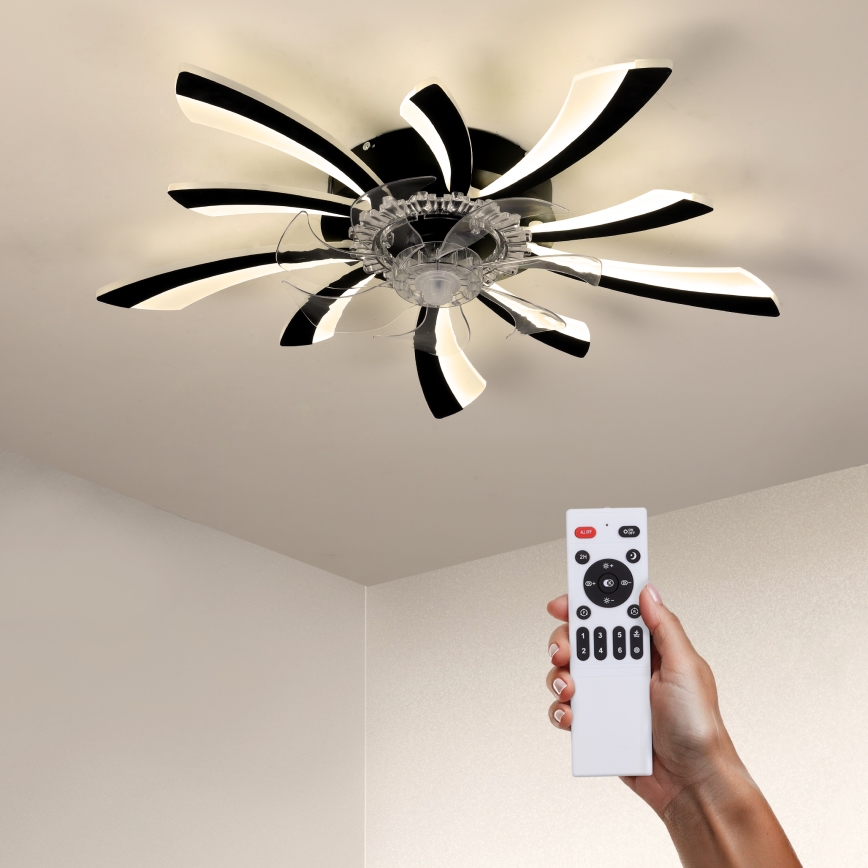 BRILAGI - Lámpara de techo LED regulable con ventilador LED/50W/230V 3000-6500K negra + mando a distancia