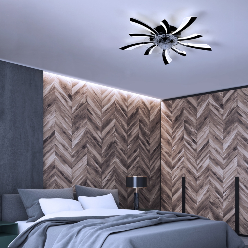 BRILAGI - Lámpara de techo LED regulable con ventilador LED/50W/230V 3000-6500K negra + mando a distancia