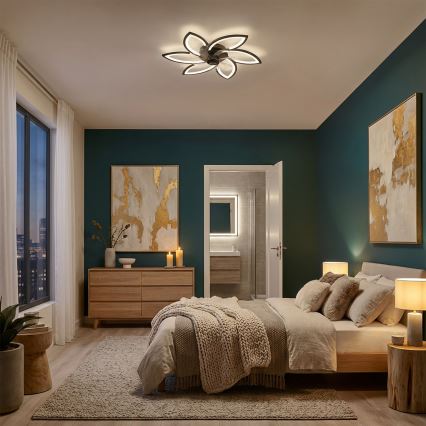 BRILAGI - Lámpara de techo LED regulable con ventilador LED/50W/230V 3000-6500K negra + mando a distancia