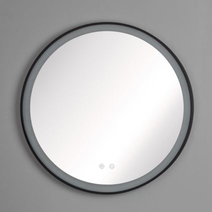 Brilagi - Espejo de baño con calefacción LED regulable y retroiluminación ALU PRO LED/18W/230V diámetro 60 cm 3000/4000/6500K IP44 negro CRI 90