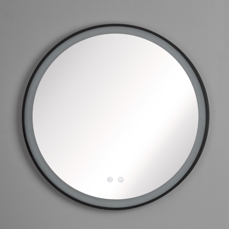 Brilagi - Espejo de baño con calefacción LED regulable y retroiluminación ALU PRO LED/18W/230V diámetro 60 cm 3000/4000/6500K IP44 negro CRI 90