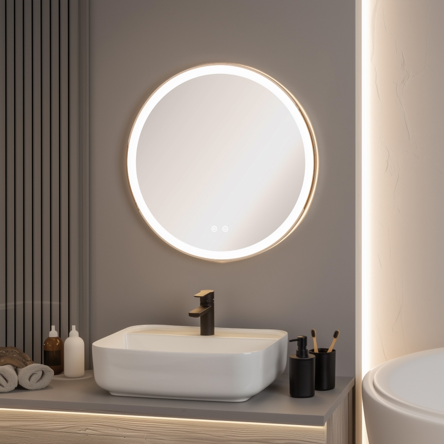 Brilagi - Espejo calefactado para baño LED regulable con retroiluminación ALU PRO LED/18W/230V Ø 60 cm 3000/4000/6500K IP44 cromo brillante CRI 90